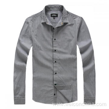 Black White Plaid Splicing Single Breasted Shirt